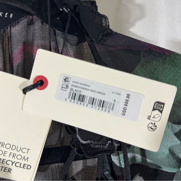 Ted Baker Women's Gionna Black Floral Maxi Dress Size 5 EU like a 12  NWT - Picture 9 of 10